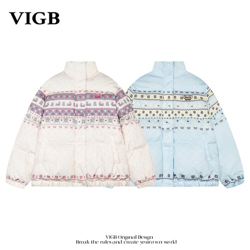 VIGB原创国潮费尔岛连帽棉服外套