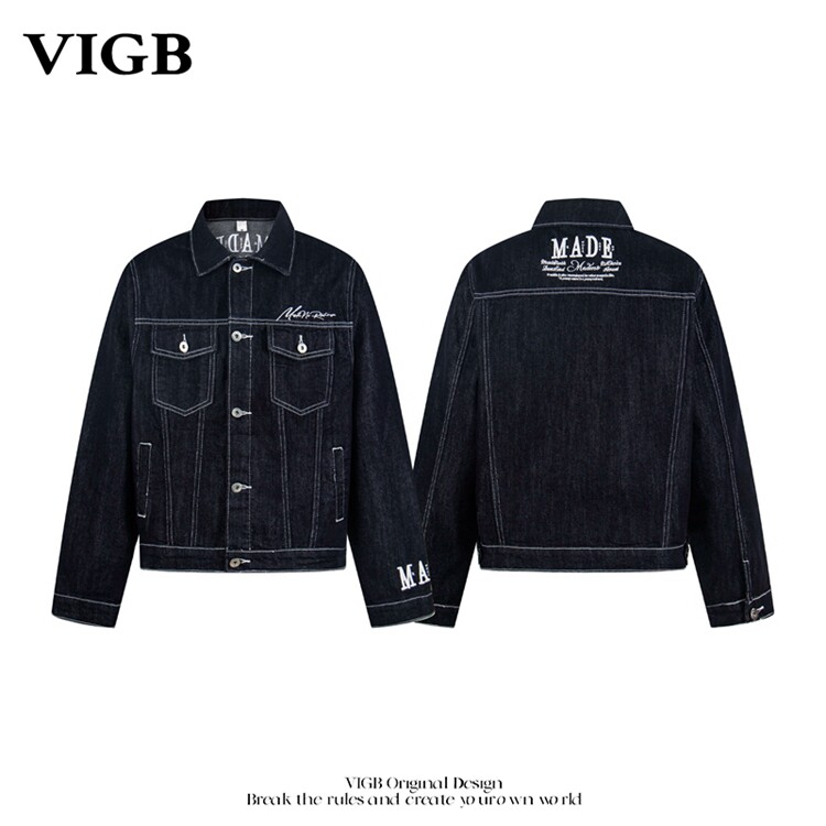 VIGB美式复古宽松牛仔夹克外套