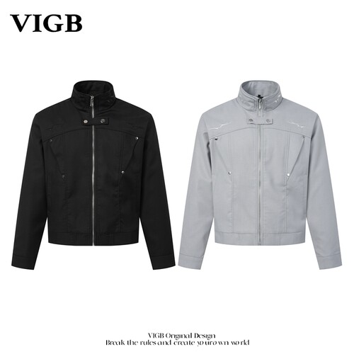 VIGB原创复古痞帅立领机车夹克