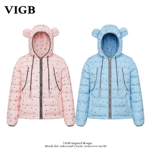 加厚保暖棉服男女外套潮 撞色连帽排骨棉衣冬季 VIGB 原创国潮美式