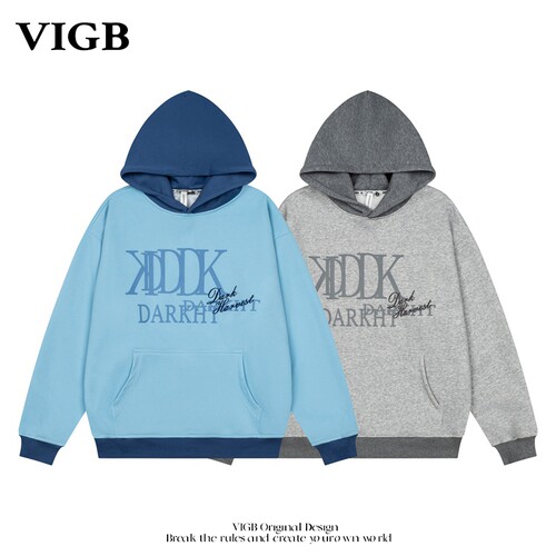 VIGB原创复古字母印花连帽卫衣
