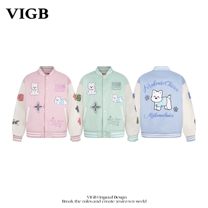 VIGB美式刺绣重磅棒球棉衣外套