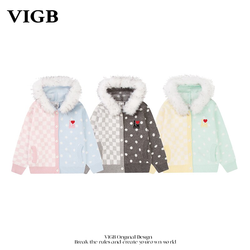 VIGB原创复古拼接撞色针织毛衣
