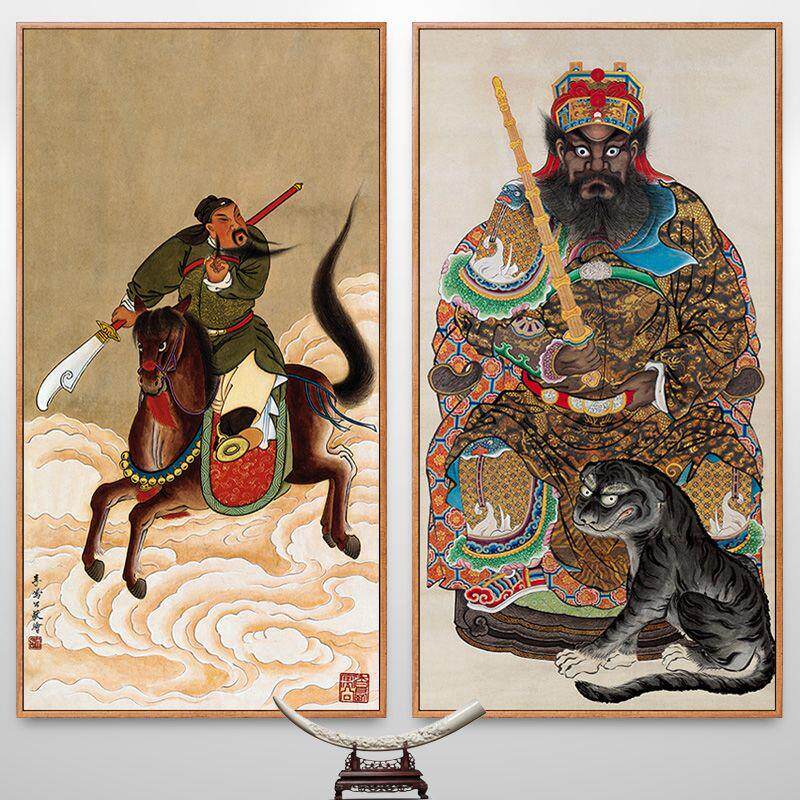 武财神关羽关公画像赵公明神像财神爷挂画招财新中式玄关装饰画