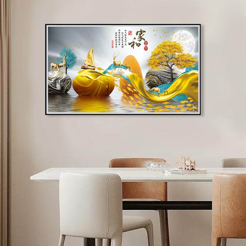 餐厅装饰画自粘画中式客厅家和现代简约沙发轻奢背景厨房壁画贴画