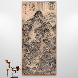 煮茶图王蒙山水画新中式装饰画走廊过道竖版挂画茶室壁画古画仿古