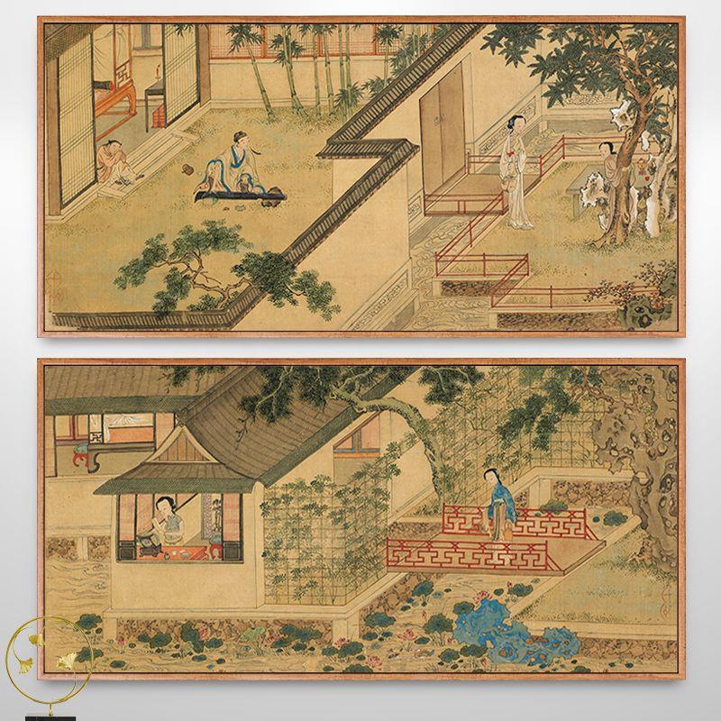 西厢记古代人物画房间爱情画新中式客厅装饰画背景墙挂画仿古壁画
