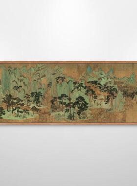 仙山图陈汝言国画青绿山水画新中式客厅装饰画古代挂画古画仿古画