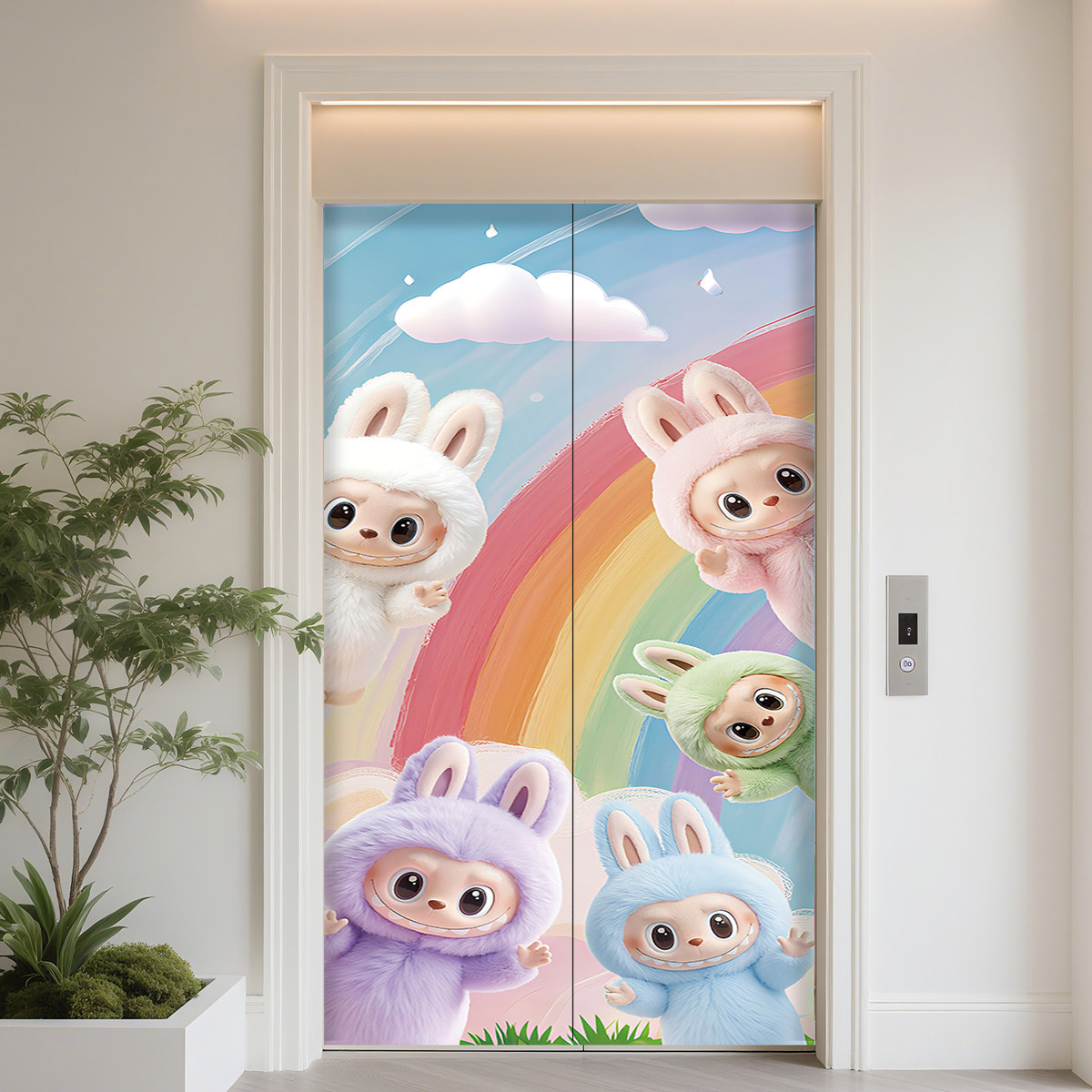 2025年新款拉布布磁吸电梯门贴纸