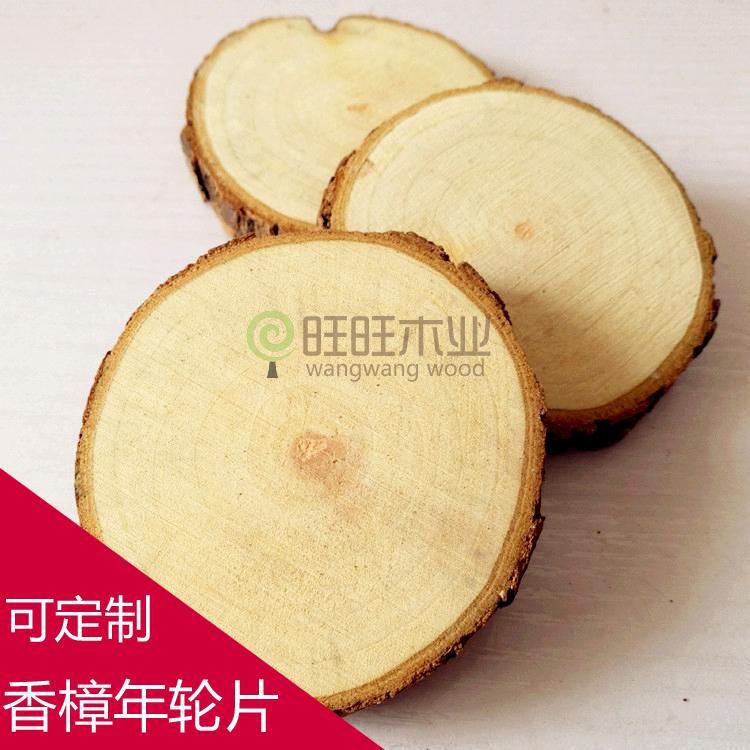 带皮香樟木桩 香樟原木片 手绘圆木片 原木带皮树桩 DIY手工木块