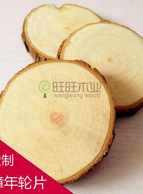 带皮香樟木桩 香樟原木片 手绘圆木片 原木带皮树桩 DIY手工木块