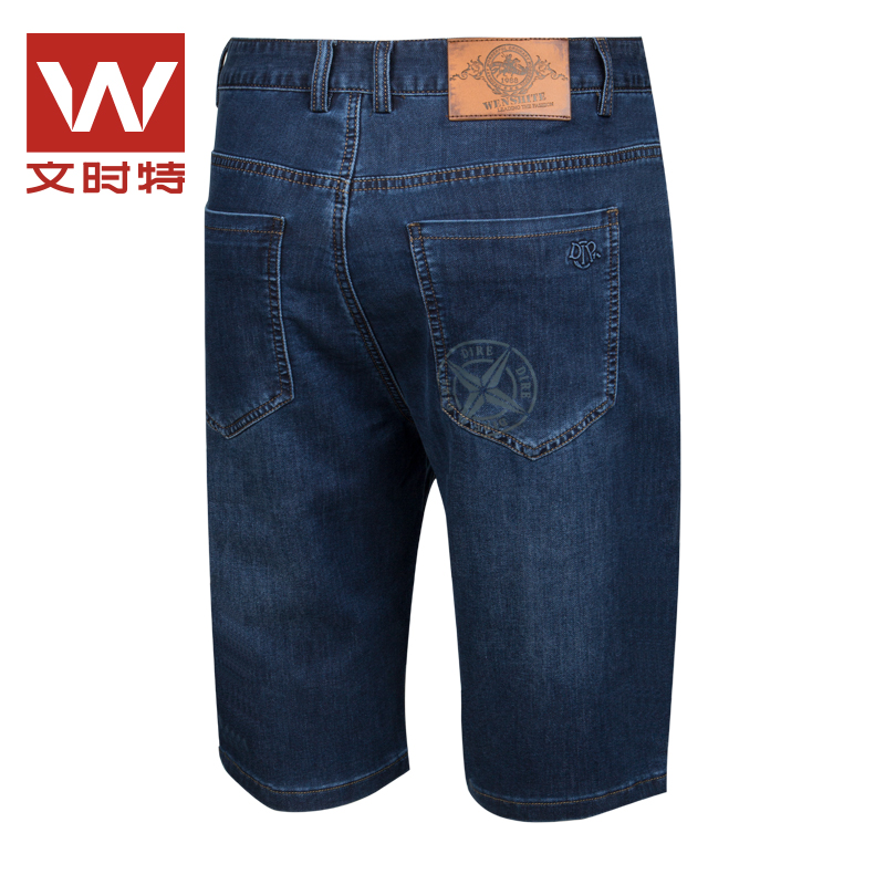 文时特男士牛仔短裤夏季薄款宽松休闲直筒牛仔六分短裤58092