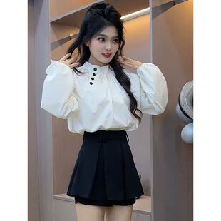小个子穿搭气质衬衫套装女装2025秋季新款洋气减龄百褶裙子两件套