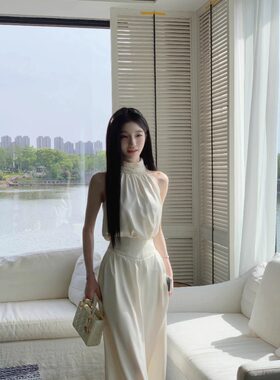御姐风高级感无袖高腰阔腿套装