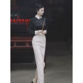 场合两件套装 早秋穿搭减龄一整套女轻熟风衬衫 高腰半身裙正式 裙