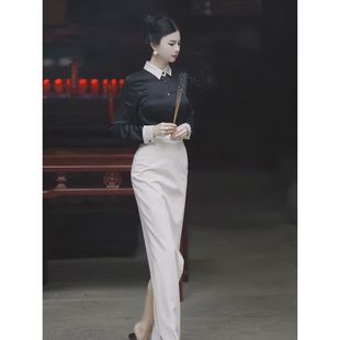 场合两件套装 裙 高腰半身裙正式 早秋穿搭减龄一整套女轻熟风衬衫