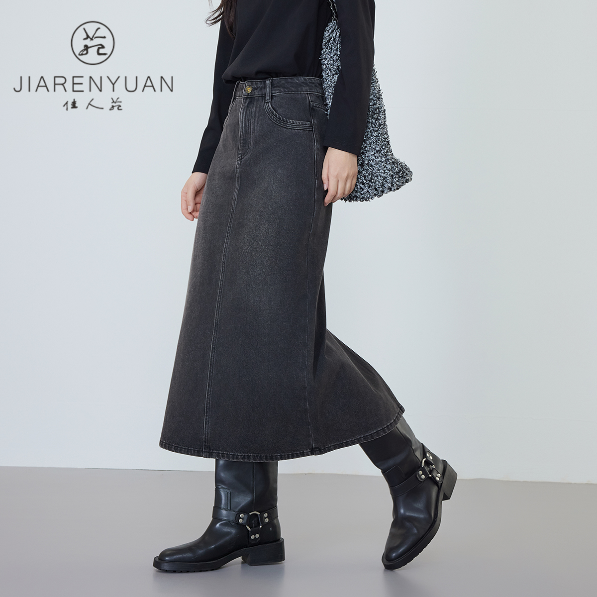 A字版型半身裙佳人苑后开叉