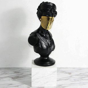 现代简欧法式轻奢样板间客厅桌面维纳斯蒙面女人像大号装饰品摆件