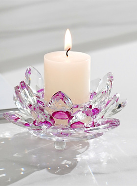 4cm内径精美莲花水晶玻璃蜡烛台