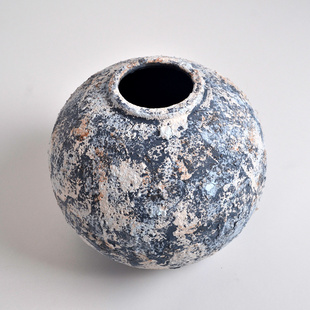 禅意残旧侘寂风粗陶罐子陶瓷花器样板间民宿酒店艺术意境装饰摆件