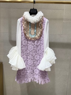 春夏系列半透明斜口喇叭袖 连衣裙