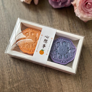 手工皂包装盒不含皂两块装礼盒两孔十套纸盒+透明pvc外盒心素soap