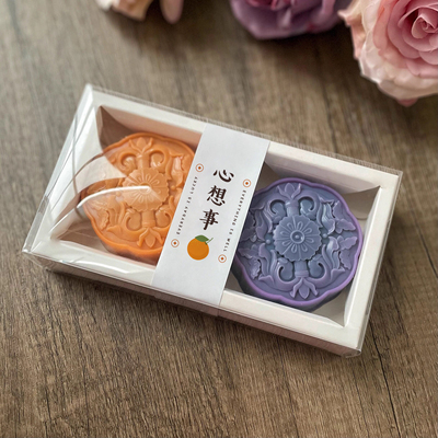 手工皂包装盒不含皂两块装礼盒两孔十套纸盒+透明pvc外盒心素soap
