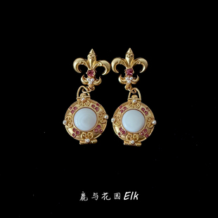 鹿与花园 vintage中古风宫廷复古轻奢鸢尾花耳钉耳饰 鸢尾香颂