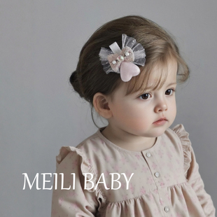 斯洛伐克可爱婴幼儿童发夹女童蝴蝶结爱心珍珠网纱女童公主头饰