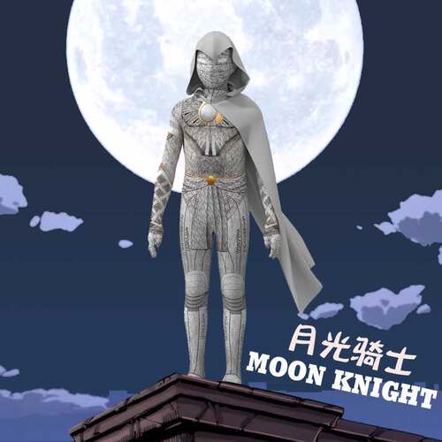 月光骑士cosplay服装动漫英雄马克Moon Knigh连体紧身衣儿童披风
