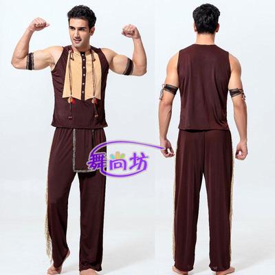 印第安人服装男 成人民族舞蹈舞台演出服 野人土著人cos表演服装