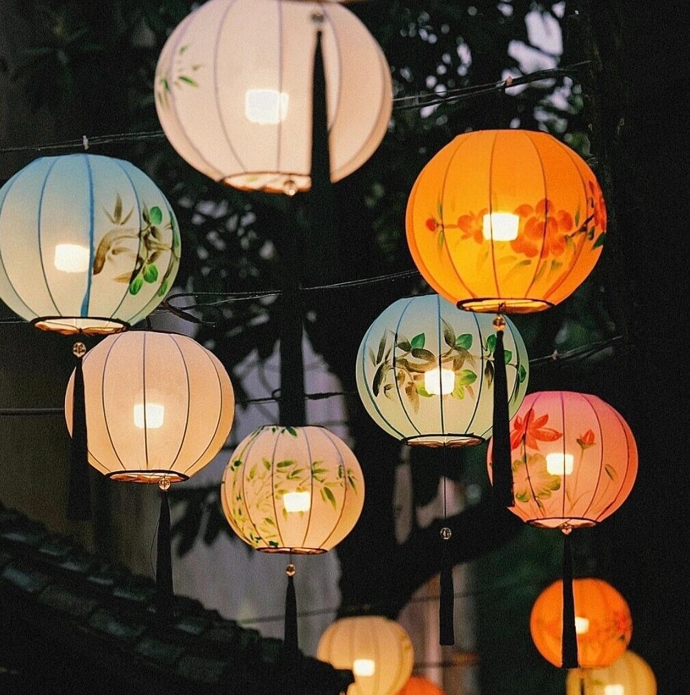 婚庆婚礼中式户外防水绘画定制走廊饭店美陈古风球形布艺圆形灯笼