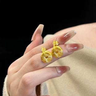 葫芦平安扣沙金耳环传承祥云耳钉仿真黄金福字项链耳钉手链送女友