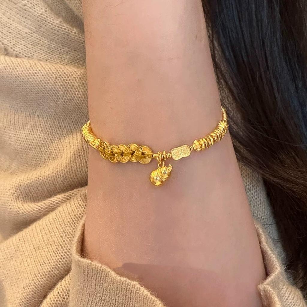 五帝钱金葫芦沙金吊坠仿真黄金色