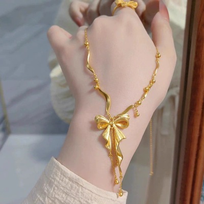 在逃公主绸缎流苏蝴蝶结项链