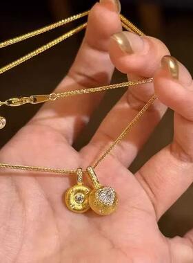 爱心小甜豆沙金项链超闪镶钻