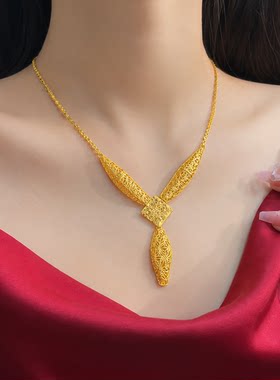 仿金婚嫁项链五金首饰一套婚庆橱窗摆台假套装结婚假黄金古丽碎冰