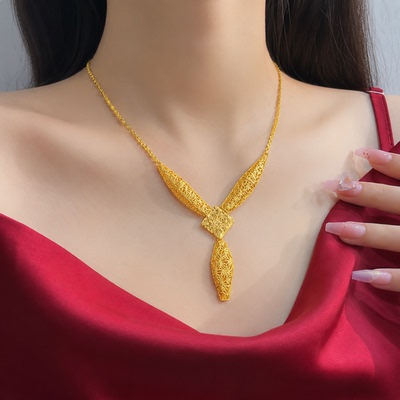 仿金婚嫁项链五金首饰一套婚庆橱窗摆台假套装结婚假黄金古丽碎冰