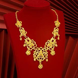花朵婚嫁项链仿金五金首饰婚庆橱窗摆台订婚假结婚假黄金新娘道具