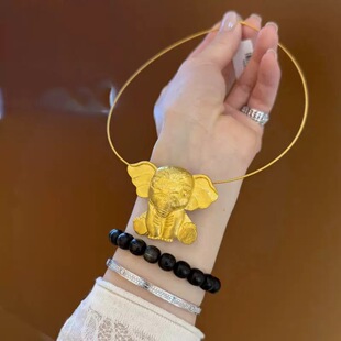 小飞象沙金项链仿真黄金项圈小象宝宝手表链胸针扣手牌三用饰品女