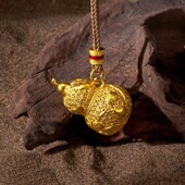 倪妮同款 花丝葫芦吊坠女爬藤福禄项链沙金毛衣链男铺家同款 黄金色