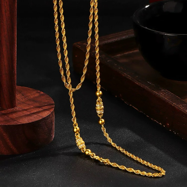 金凤凰口头麻花项链仿真黄金沙金