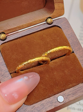 极细戒指碎冰冰沙金仿真黄金指环古法百福素圈戒指女食指戒送女友