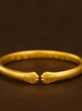猫爪脚印开口手镯女金店同款