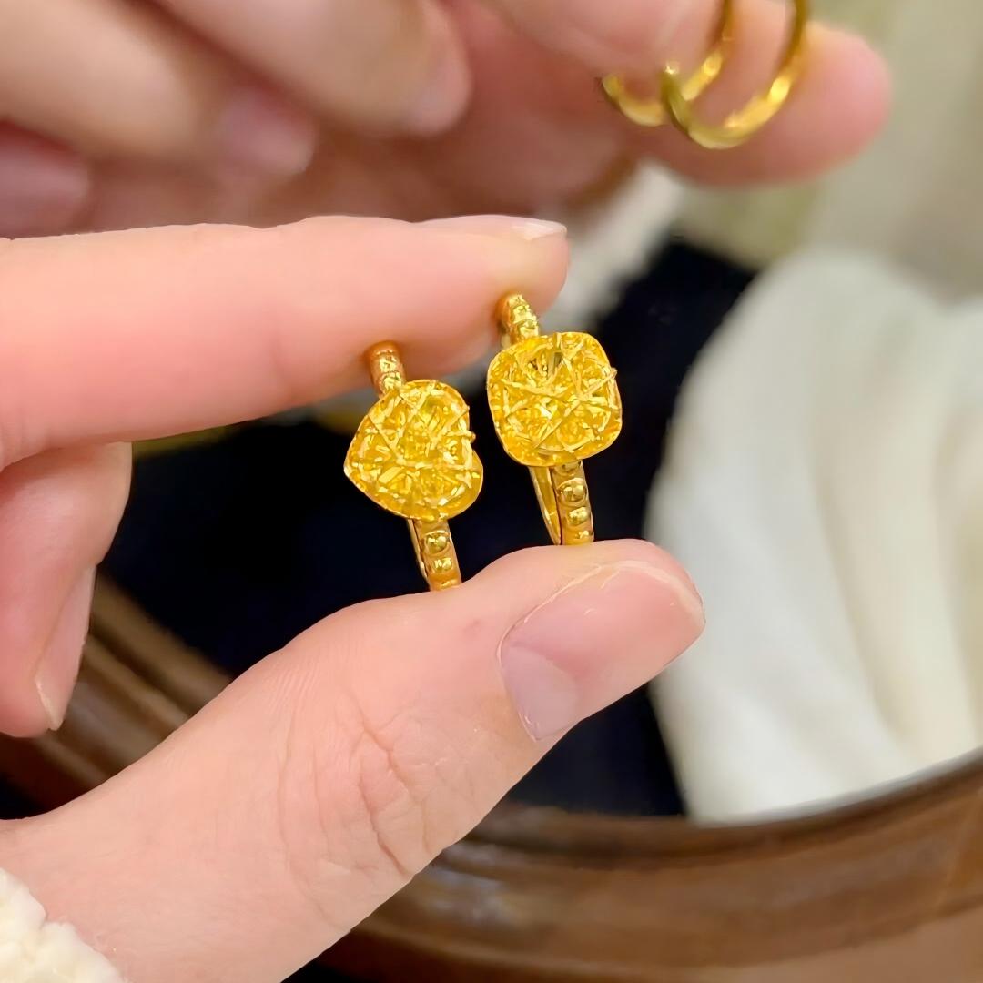 小方糖戒指仿真黄金色开口爱心指环沙金开口可调节戒子金店同款女图片