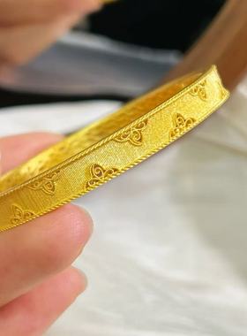 拉丝四叶草手镯仿真黄金沙金新中式花丝手环婚嫁首饰轻奢高级感女