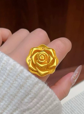 大花朵沙金戒指仿真假黄金结婚指环订婚三金婚嫁摆台戒子久不掉色