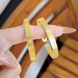 适合细手腕手镯吉言小手围镯子仿真黄金沙金镀轻奢高级感久不掉色