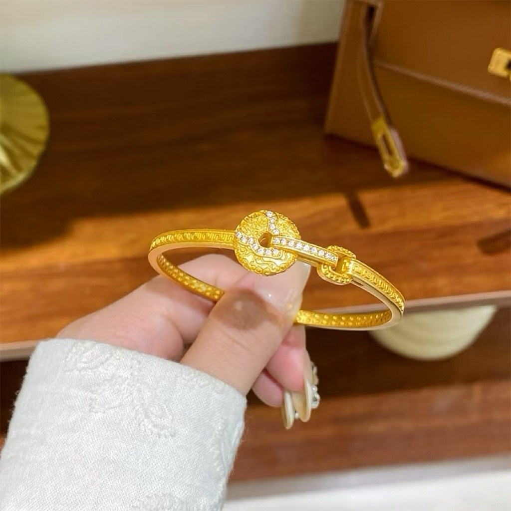 传承祥云葫芦平安扣沙金手镯仿真黄金福字项链耳钉手链送女友结婚