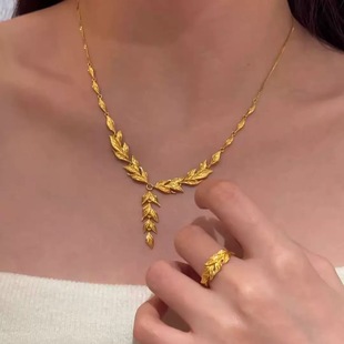 金枝玉叶项链仿真沙金黄金结婚仿三五金订婚婚嫁戒指手链金店同款